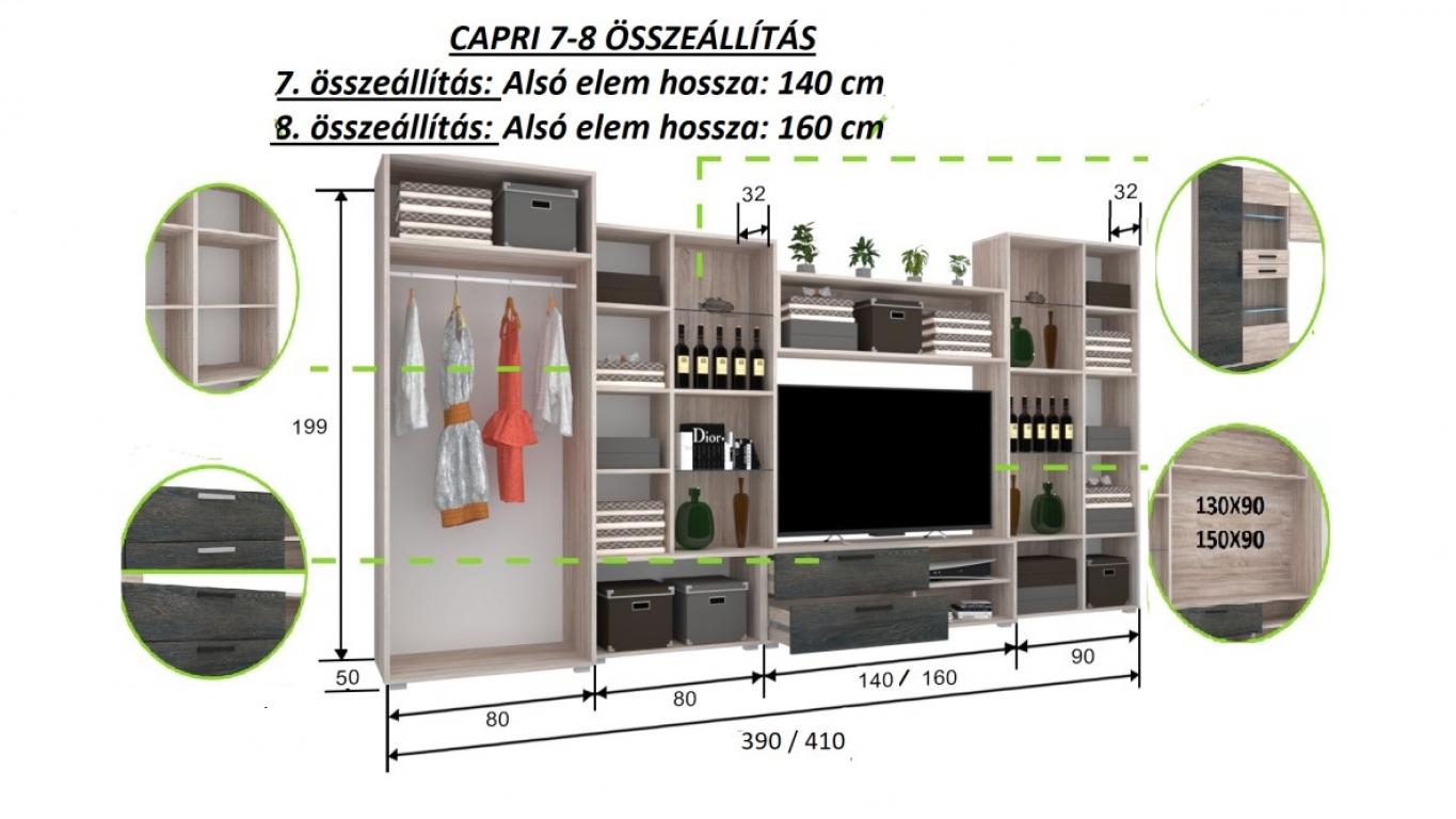 Capri 21 szekrénysor 390 cm (KZS)