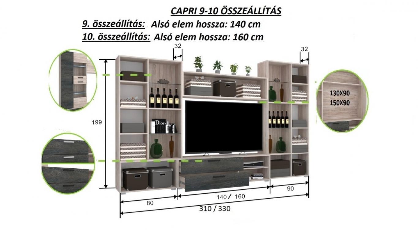 Capri 23 szekrénysor 310 cm (KZS)