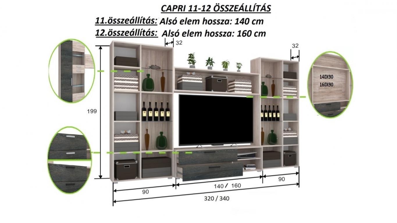 Capri 25 szekrénysor 320 cm (KZS)