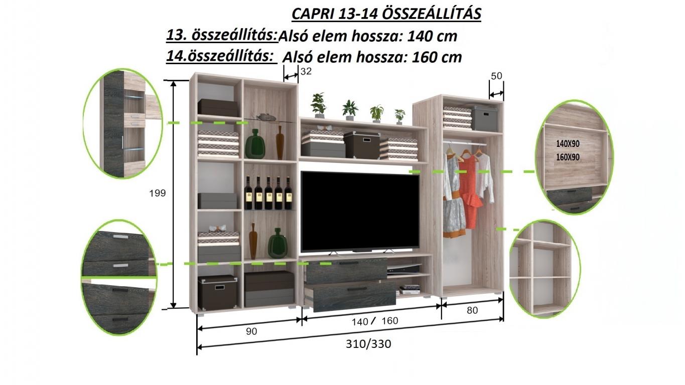 Capri 28 szekrénysor 330 cm (KZS)