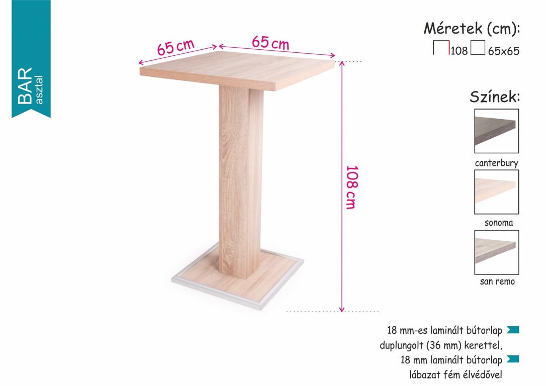 Bár asztal 65 x 65 (DIV)