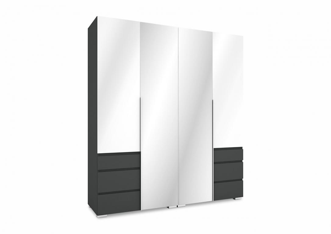 Silver magasfényű gardróbszekrény - 180 cm széles, 2 tükör ajtóval (DIV)