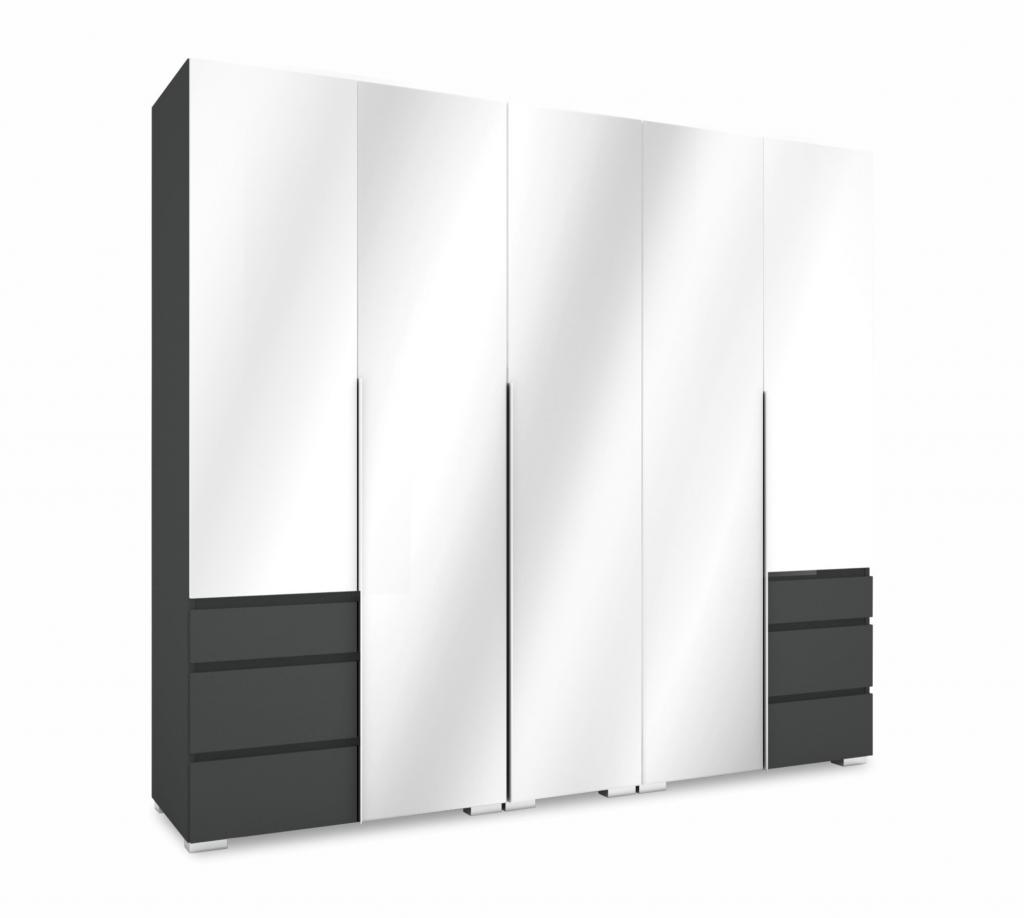 Silver magasfényű gardróbszekrény - 225 cm széles, 3 tükör ajtóval (DIV)