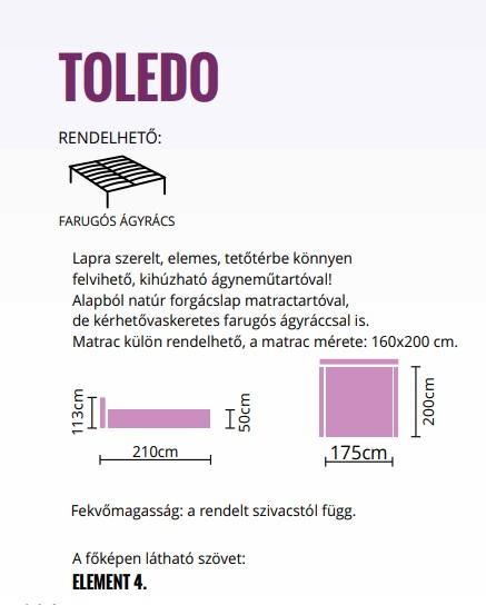 Toledo franciaágy matrac nélkül (K)