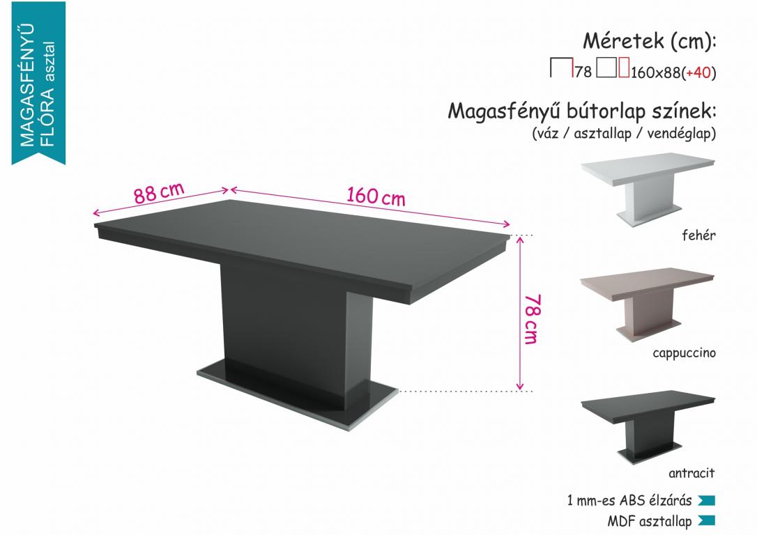 Fényes Flóra asztal 160x88 cm (DIV)