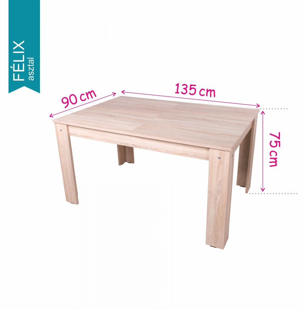 Félix asztal 135 x 90 (+35 cm) (TG)