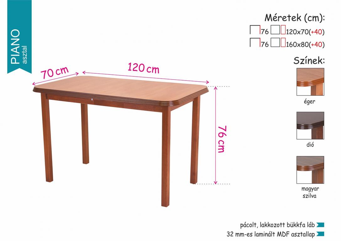 Piánó asztal 160 x 80 (TG)
