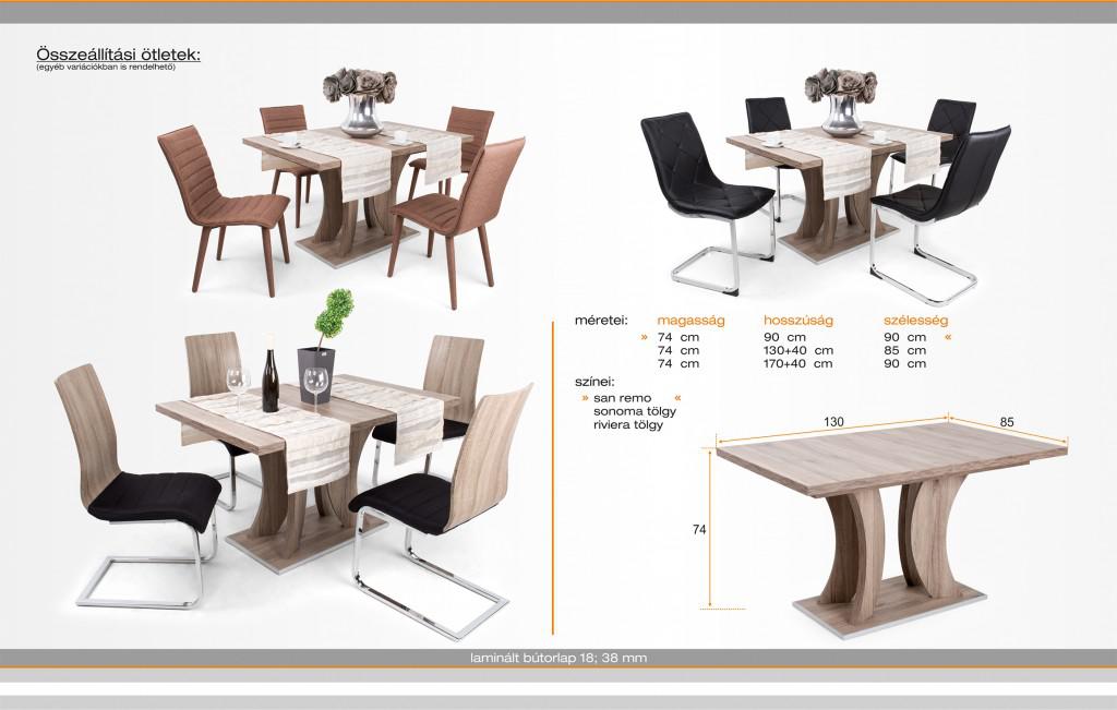 Bella asztal 130 x 85 (+ 40 cm) (DIV)