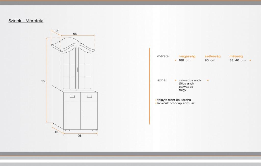 2-es tálaló szekrény tölgyfa ajtókkal (E)