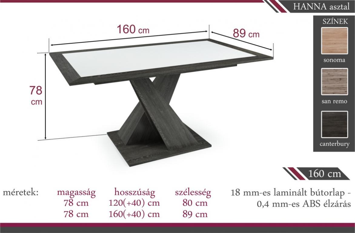 Hanna asztal 160 x 89 (DIV)