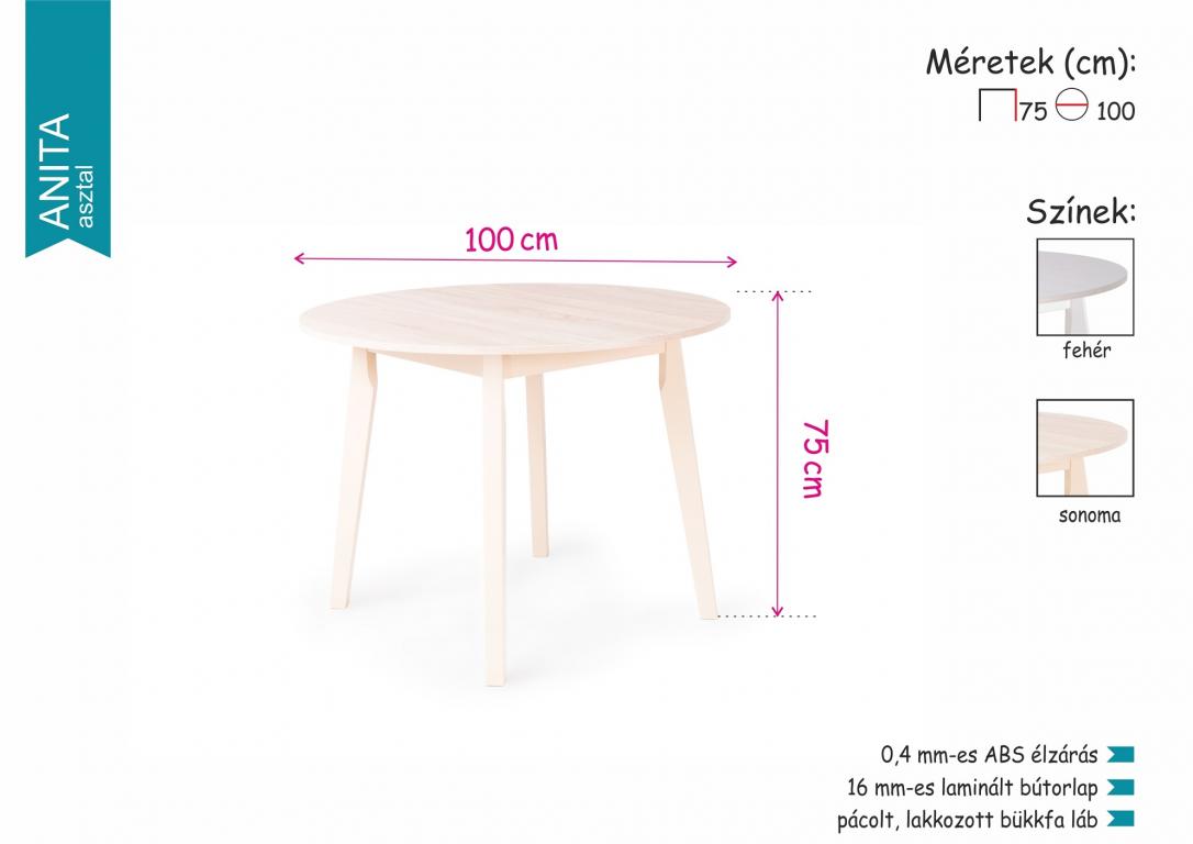 Anita kerek asztal 100 cm (DIV)