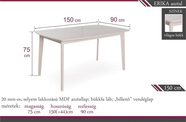 KÉSZLETEN AZONNAL ELVIHETŐ Erika asztal 150 x 90 (+44 cm) (DIV)