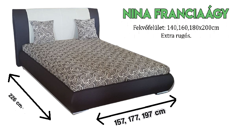 Nina franciaágy extra rugós 140 x 200 vagy 160 x 200 (B)