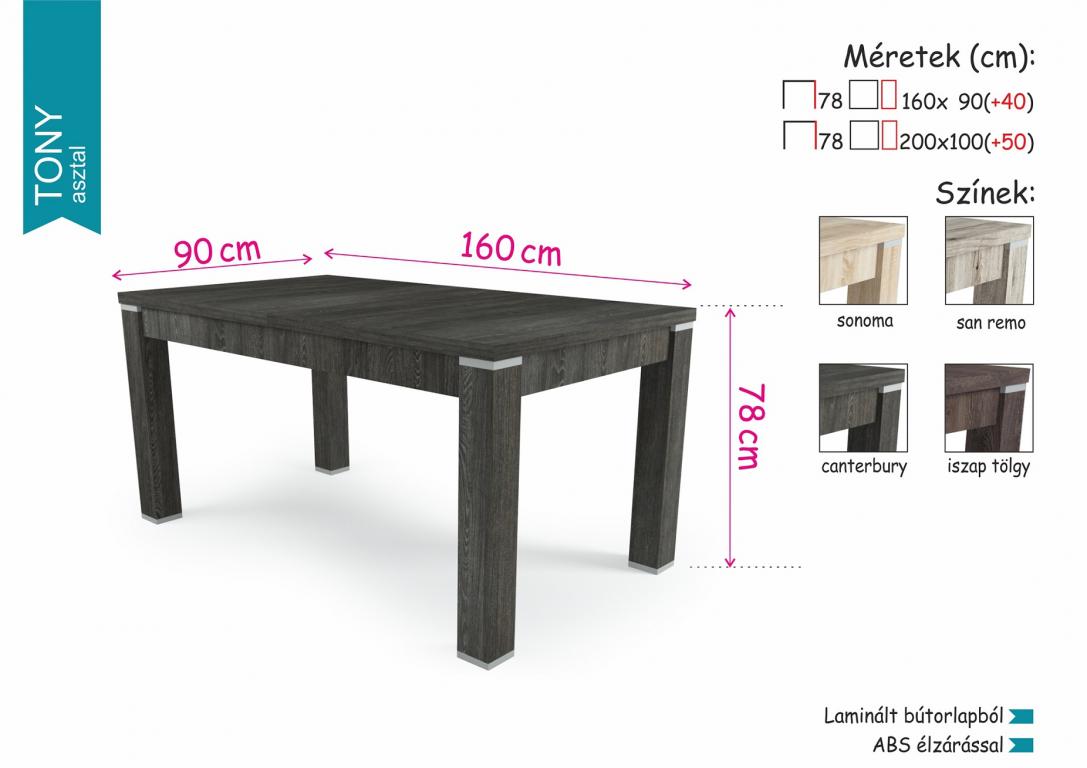 Tony asztal 160x90 cm (DIV)