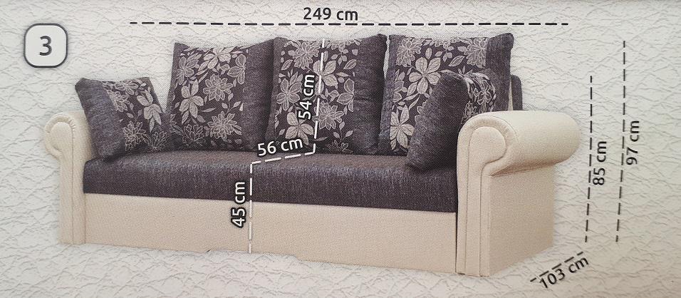 Szahara kanapé kerek karral - extra rugós (K)