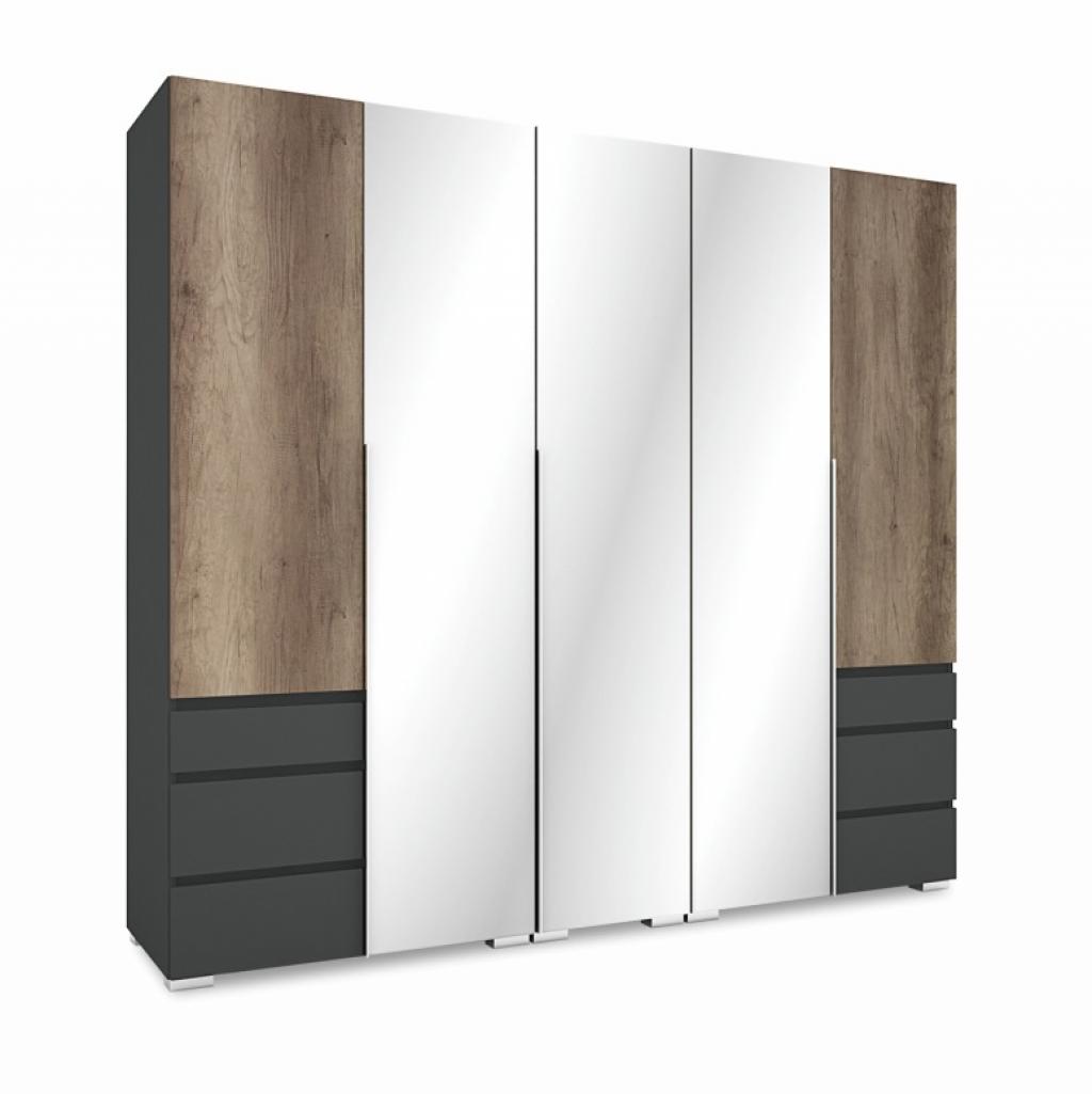 Silver gardróbszekrény - 225 cm széles, 3 tükör ajtóval (DIV)