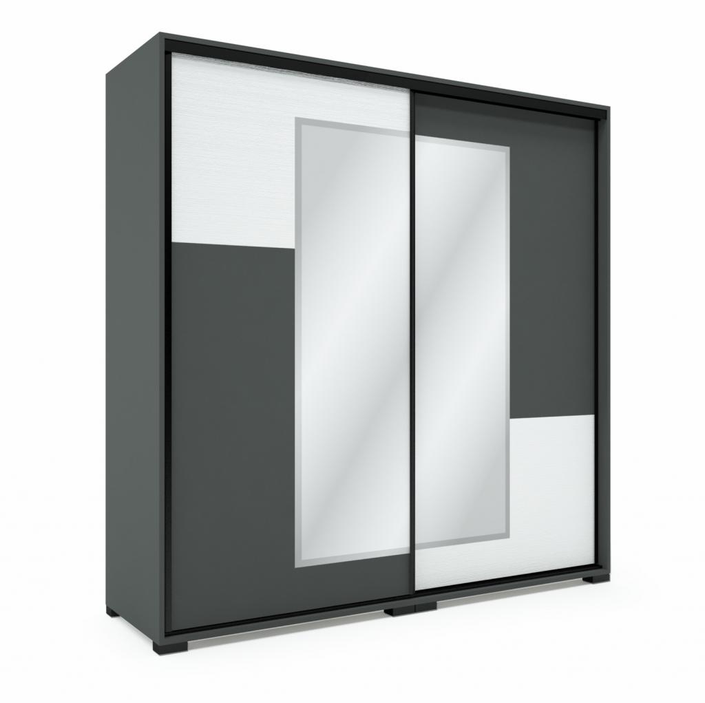 Neo tolóajtós gardróbszekrény, fózolt tükörrel - 200 cm széles, 2 ajtós változat (DIV)