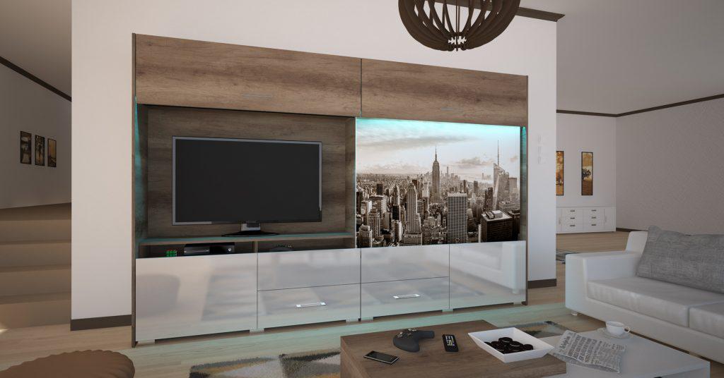 New York nappali sor  300 cm LED világítással - választható tolóajtós képpel (DIV)