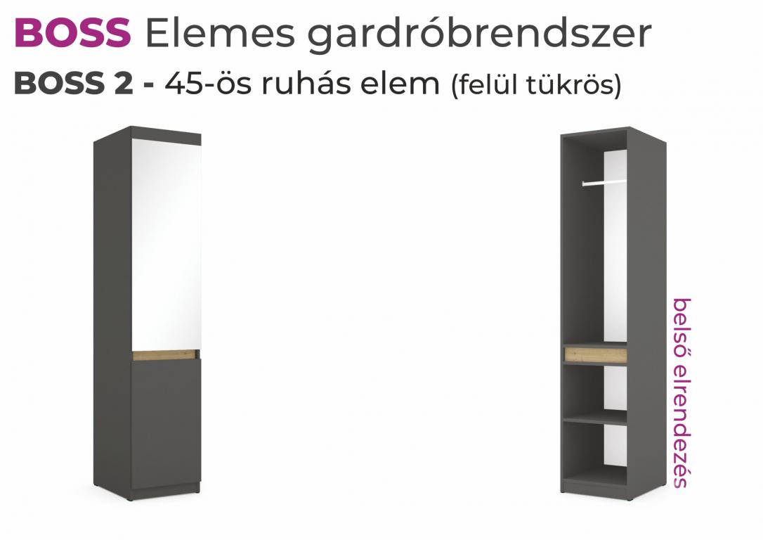 BOSS 2 - ajtós ruhás elem - felül tükrös - 45 cm (DIV)