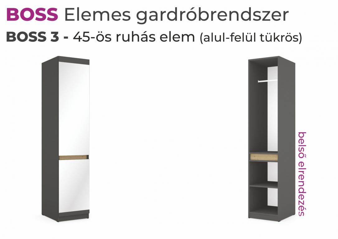 BOSS 3 - ajtós ruhás elem - tükrös - 45 cm (DIV)