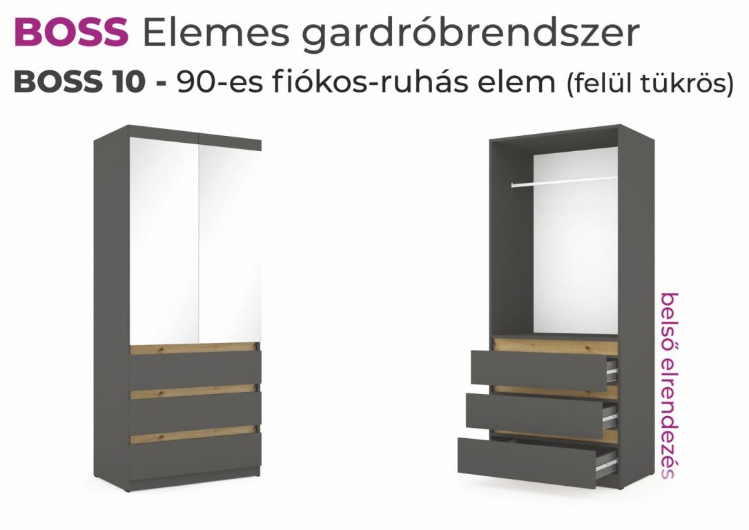 BOSS 10 - ruhás elem - felül tükrös, fiókos - 90 cm (DIV)