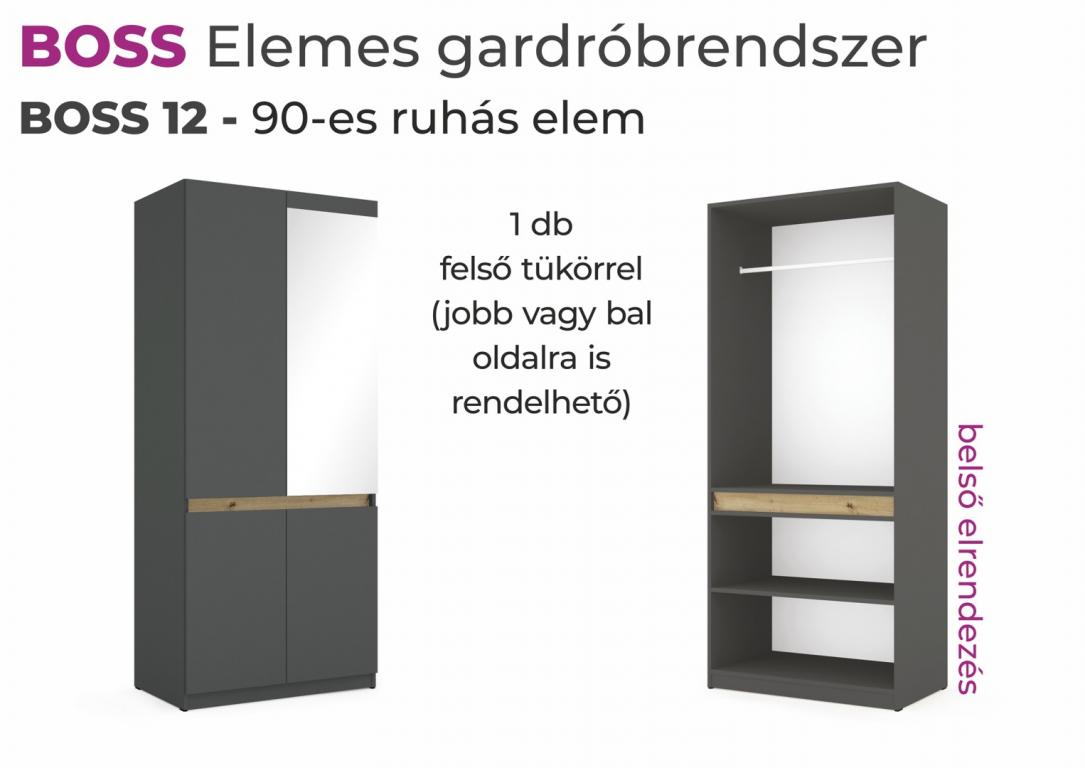 BOSS 12 - ruhás elem - jobb oldalt fent tükörrel - 90 cm (DIV)