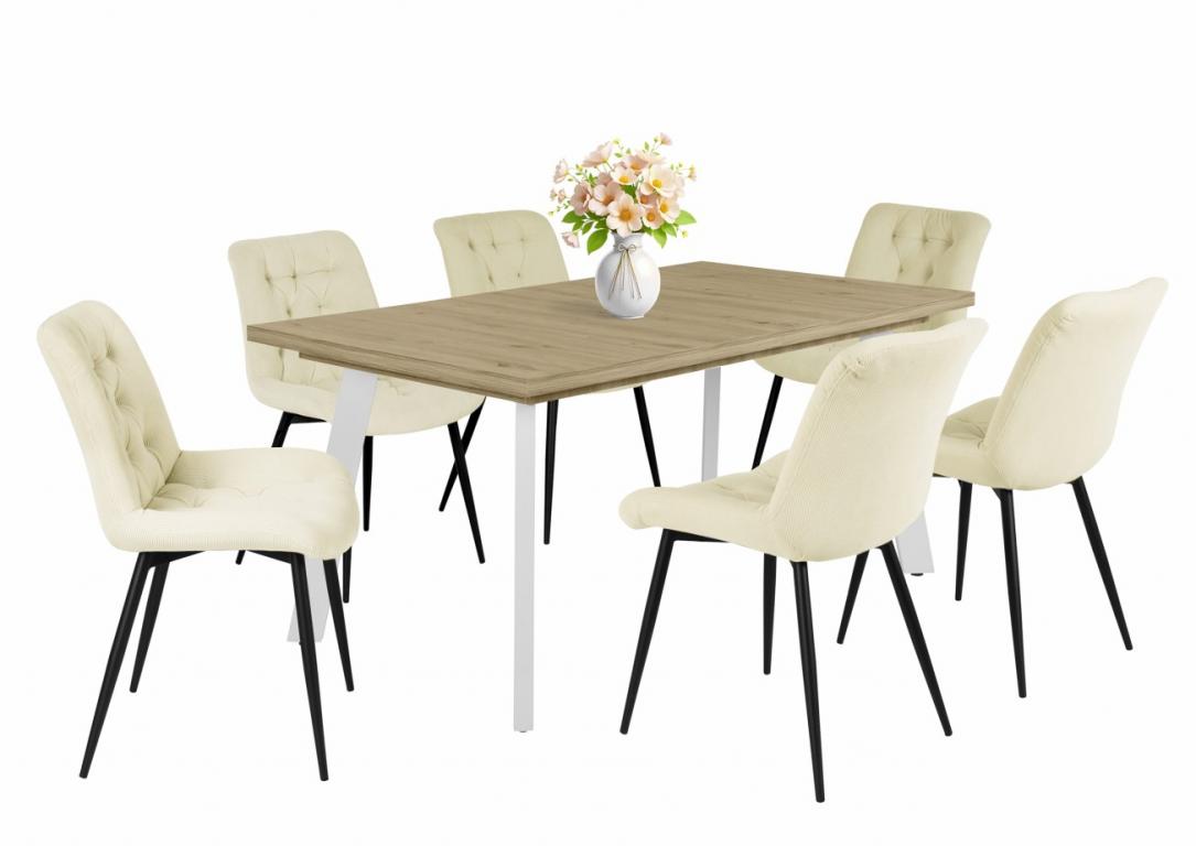 Korina étkezőgarnitúra Linett asztallal, 6 személyes (DIV)
