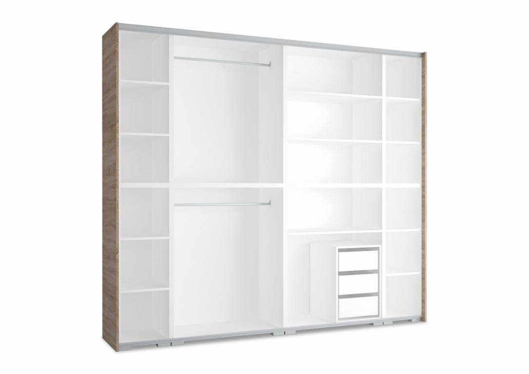Ronin tolóajtós gardróbszekrény - 254 cm széles, 2 ajtós változat (DIV)