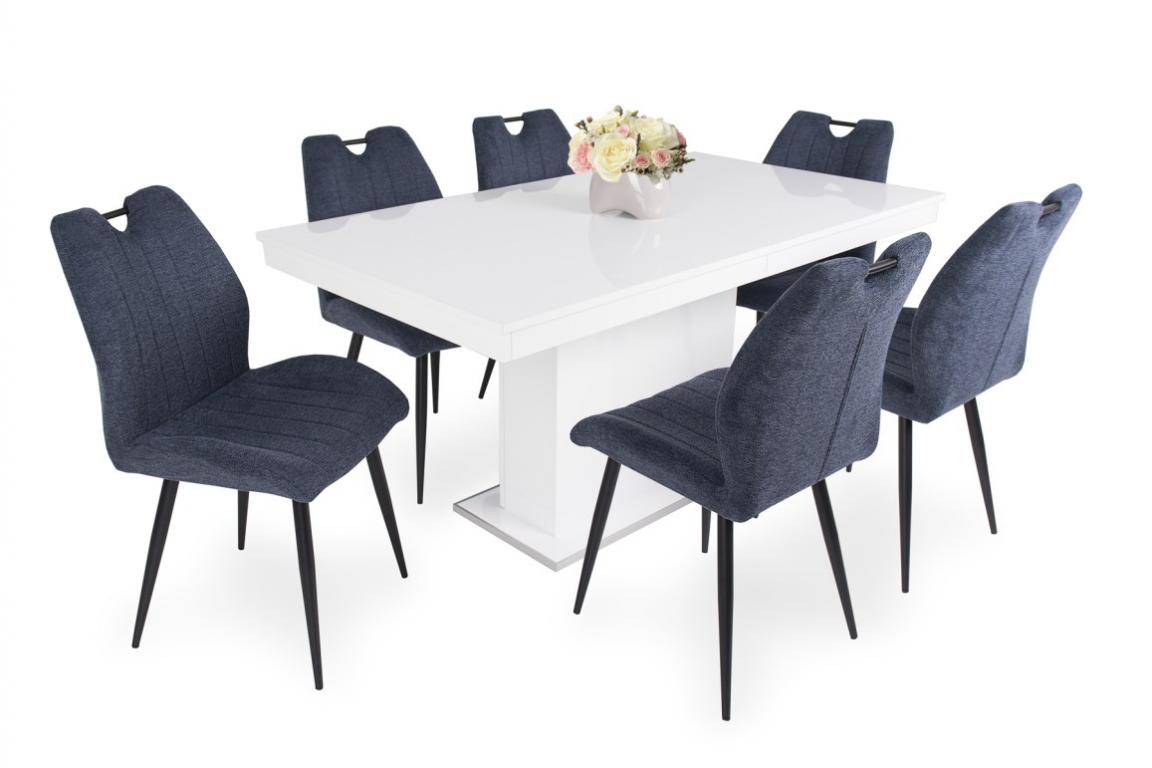 Nelly étkezőgarnitúra magasfényű Flóra asztallal - 6 személyes (DIV)