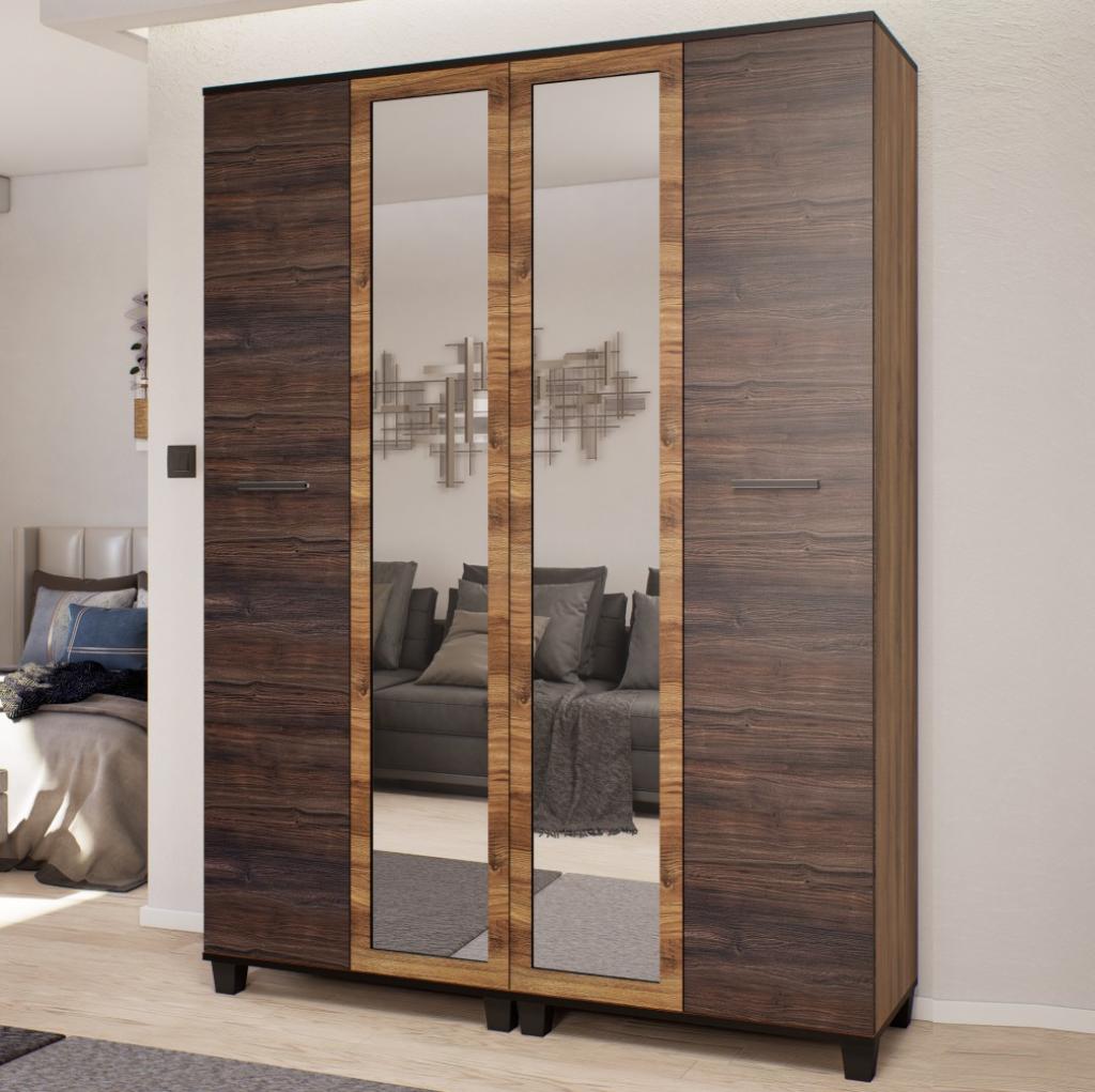 Avalon gardróbszekrény - 160 cm, barok tölgy - sötét kávé (KZS)