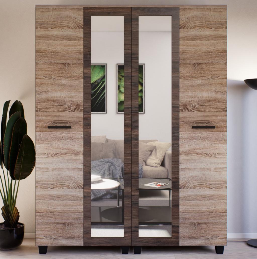 Avalon gardróbszekrény - 160 cm, sonoma tölgy - sötét kávé (KZS)