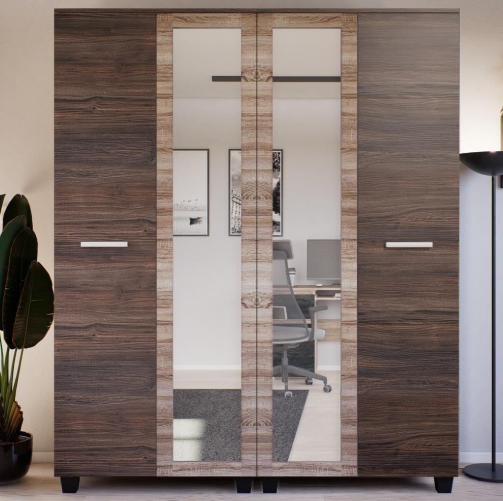 Avalon gardróbszekrény - 160 cm, sonoma tölgy - sötét kávé II. (KZS)