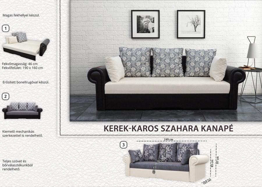 AKCIÓS Szahara kanapé kerek karral - extra rugós (K)