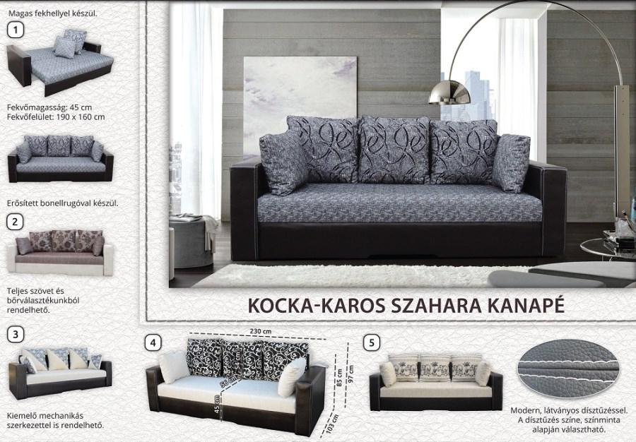 AKCIÓS Szahara kanapé kocka karral - extra rugós (K)