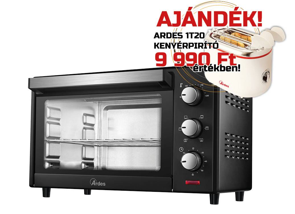 ARDES 6226B 25 literes légkeveréses elektromos mini sütő ajándék ARDES 1T20 kenyérpirítóval (MK)