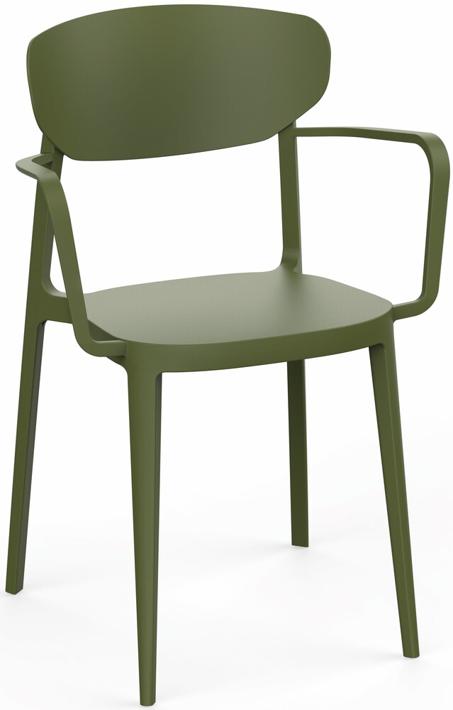 Rojaplast MARE műanyag kartámaszos kerti szék - Olivazöld (Olivazöld) (RP)