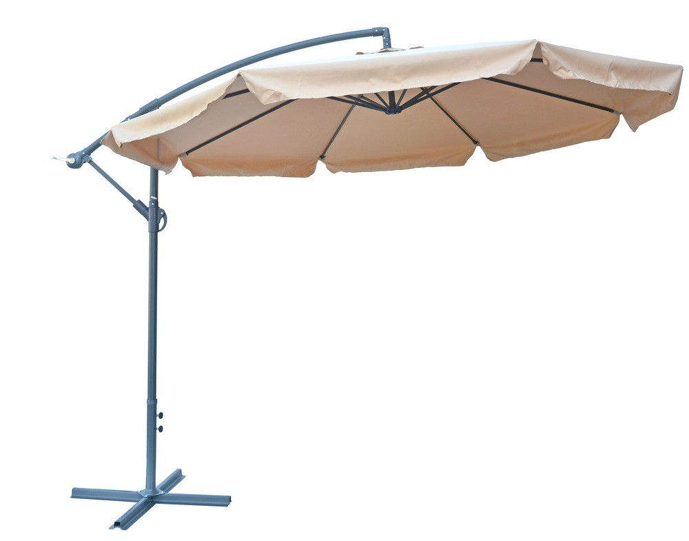 ROJAPLAST Exclusive függő napernyő hajtókarral, bézs - ø 300 cm - vízálló (RP)