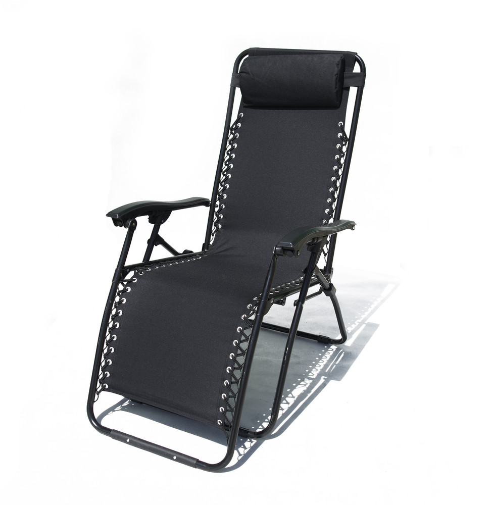 ROJAPLAST 2320 Oxford fém összecsukható kerti/kemping/napozó szék - fekete (RP)