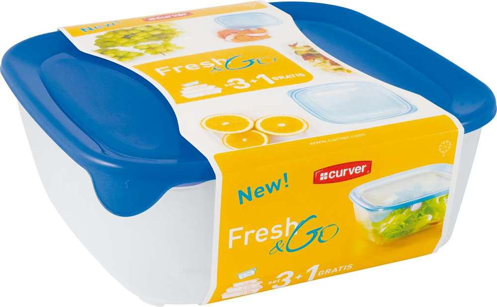 CURVER Fresh&Go Set műanyag ételtartó doboz készlet 0,8L + 1,7L + 2,9L + 0,25L (RP)