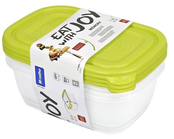 ROTHO Sunshine 3X1 L műanyag ételtartó doboz készlet - zöld (RP)