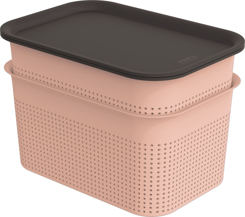 ROTHO Brisen pink műanyag tároló doboz szett tetővel 2X 4,5L-ES - rózsaszín (RP)