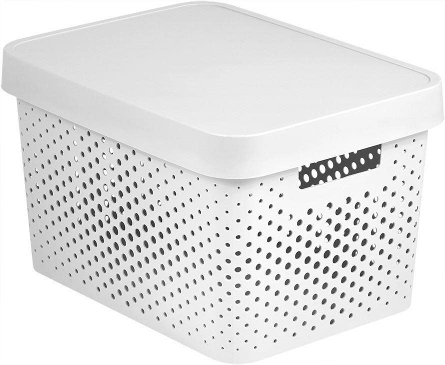 CURVER  Infinity dots white 17 L  műanyag tároló doboz tetővel - fehér (RP)