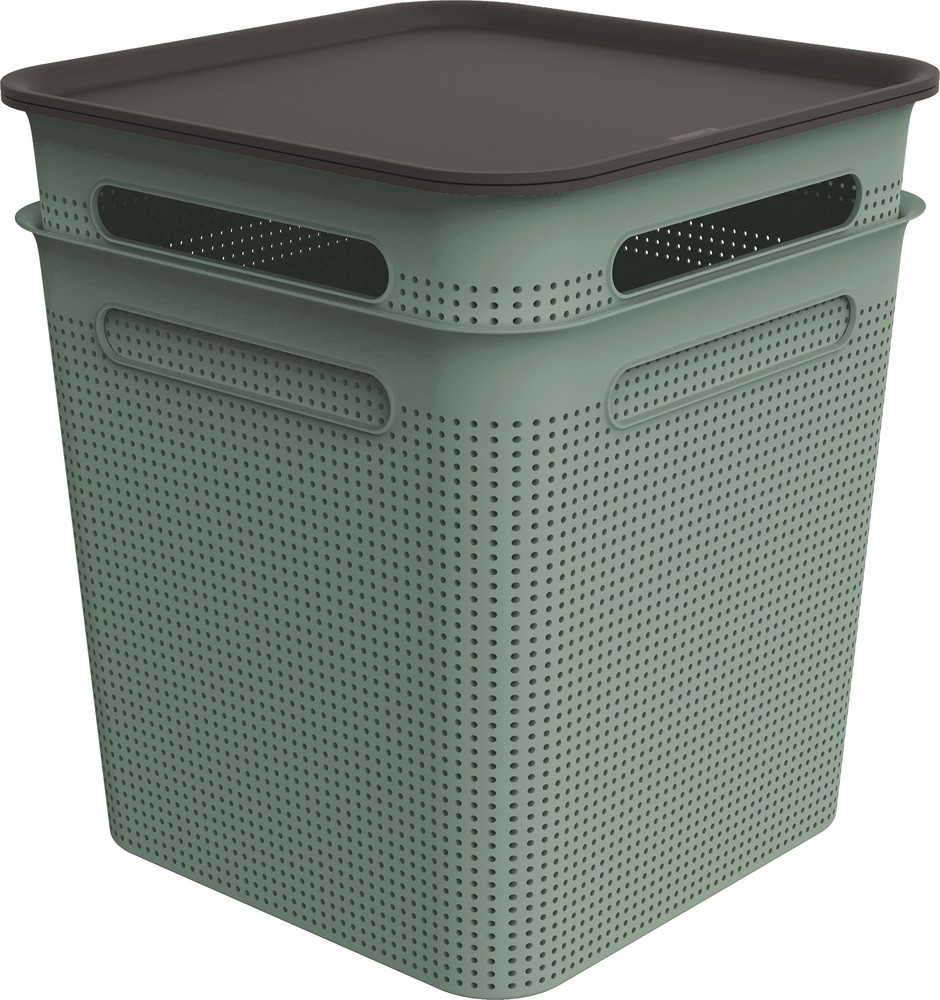 ROTHO  Brisen green műanyag tároló doboz szett tetővel  2X18 L - zöld (RP)
