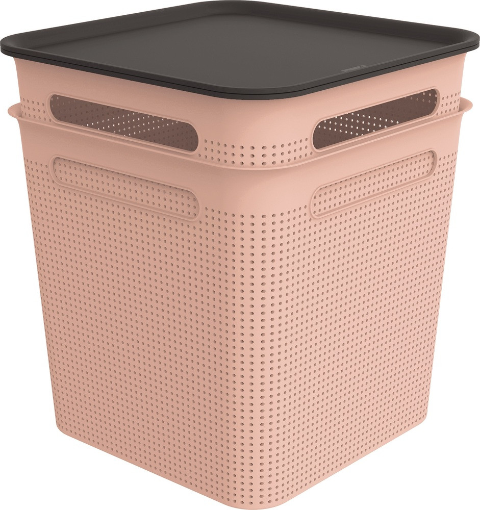 ROTHO  Brisen pink műanyag tároló doboz szett tetővel  2X18 L - rózsaszín (RP)