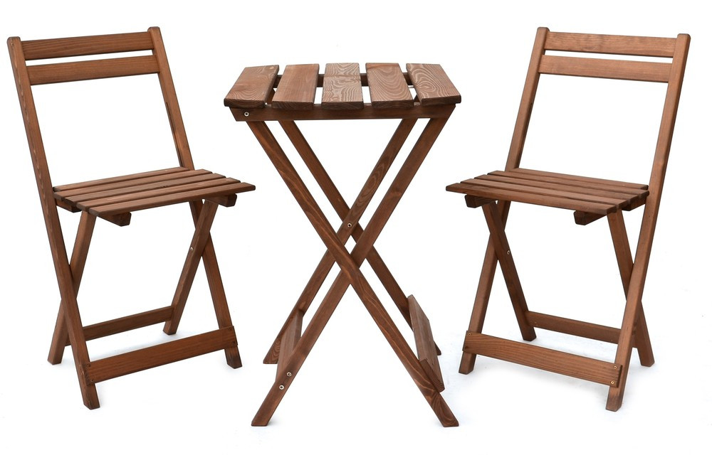 ROJAPLAST Coffee bistro fenyőfából készült kerti bútor garnitúra, barna (RP)