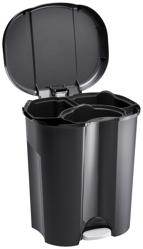 ROTHO Trio műanyag szelektív hulladéktároló, 1X10 L, 2X15L, fekete (RP)