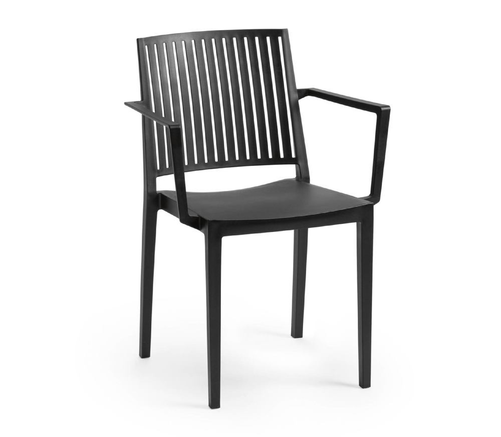 ROJAPLAST Bars műanyag kerti karfás szék, fekete (RP)