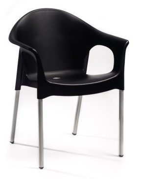 ROJAPLAST Lisa műanyag kerti karfás szék, fekete (RP)