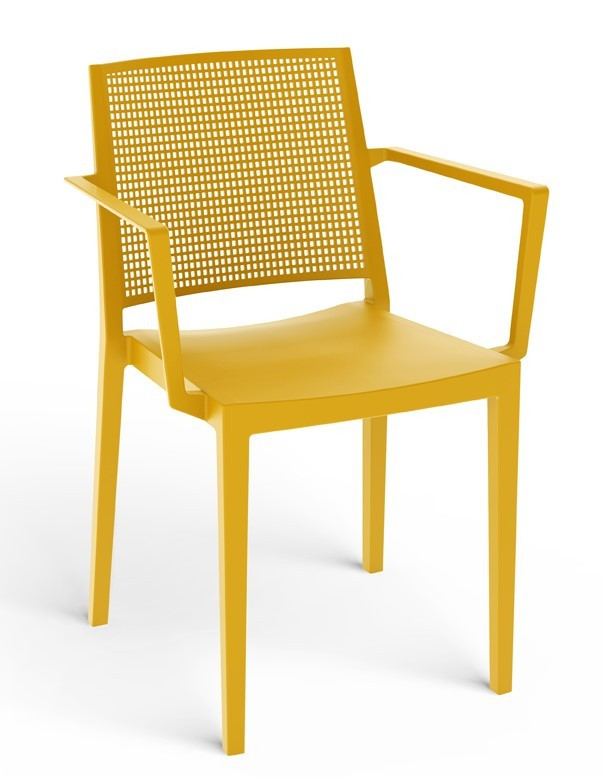 ROJAPLAST Grid műanyag kerti karfás szék, mustársárga (RP)