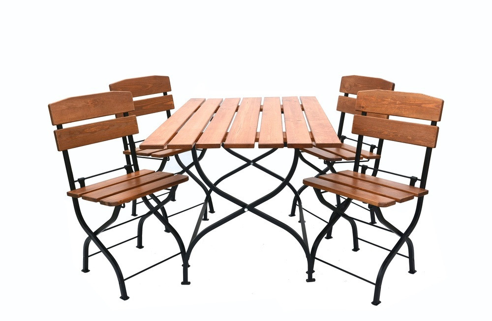 ROJAPLAST Weekend set összecsukható kerti asztal, 120 cm, 4 db kerti székkel (RP)